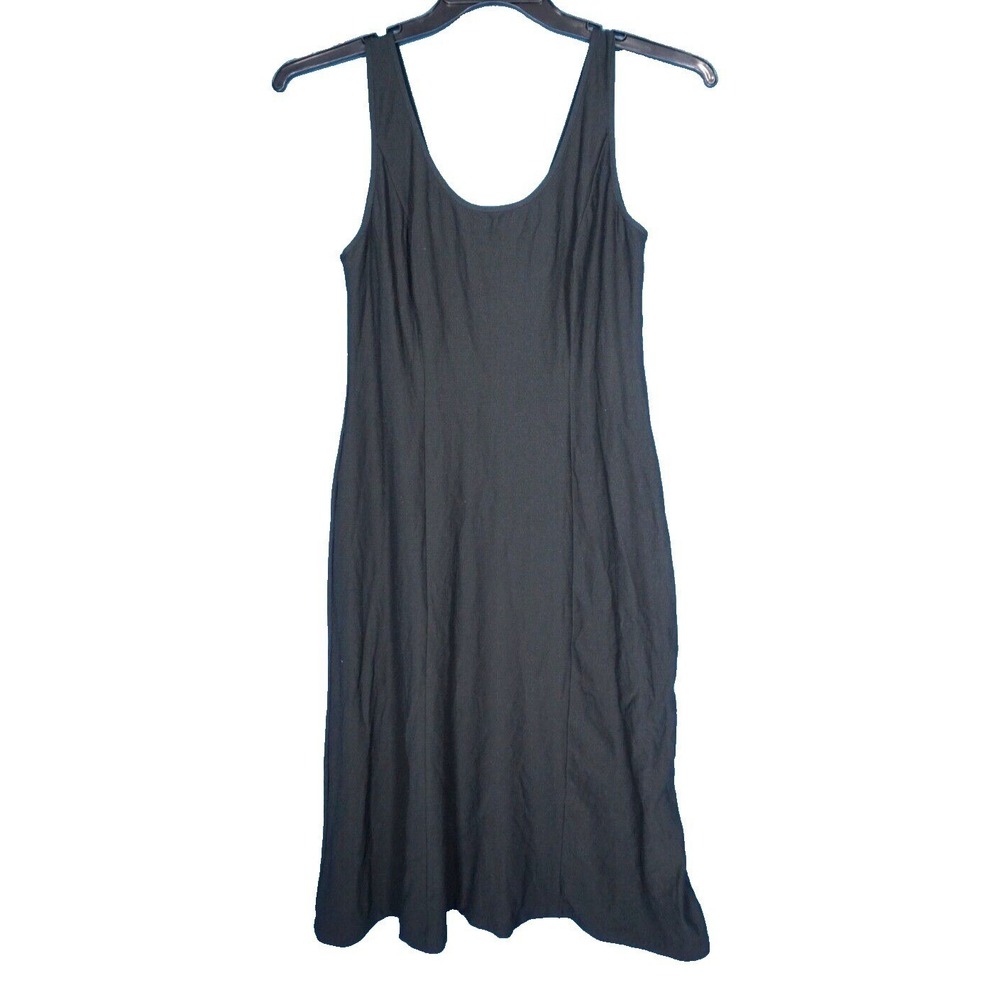 Vtg Lucie Ann ll Black Super Soft NYLON KNIT NIGHTGOWN Minimalist Gown No Fuss L